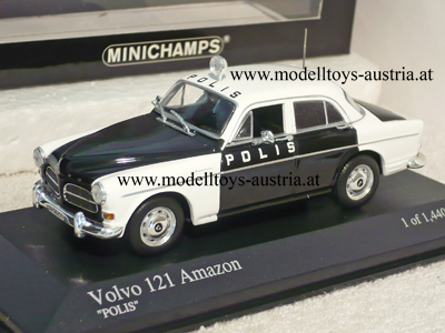 Volvo 121 Amazon Limousine 4-türig 1966 POLIZEI Polis 1:43,  Modelltoys-Austria