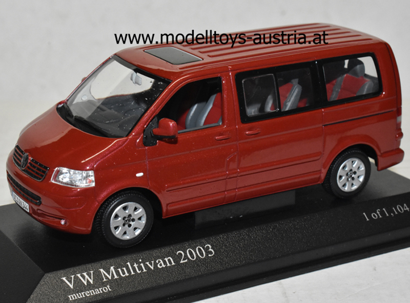 VW T5 Bus Multivan 2003 - 2009 red metallic 1:43, Modelltoys-Austria -  Modellauto