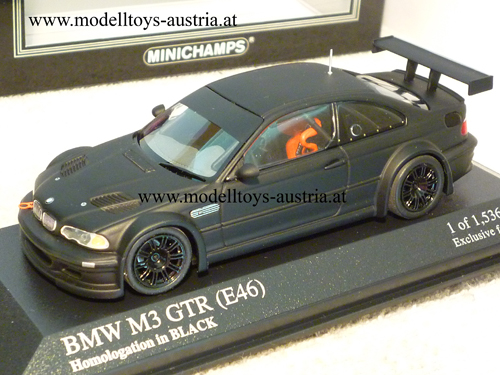 BMW E46 Coupe M3 GTR HOMOLOGATION matt schwarz 1:43, Modelltoys-Austria