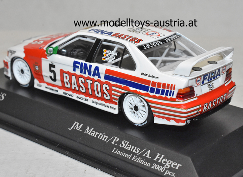 BMW E36 318 iS 1994 Spa Jean-Michel Martin / Patrick Slaus / Altfrid Heger  TEAM BASTOS 1:43, Modelltoys-Austria