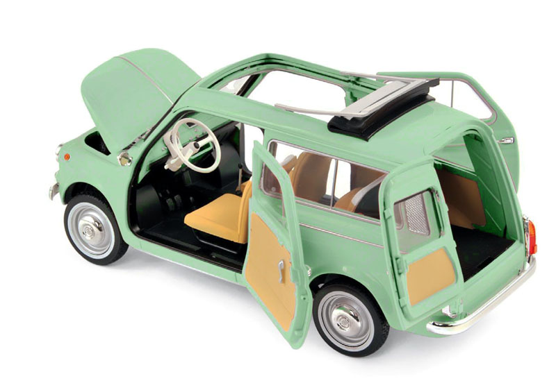 Fiat 500 GIARDINIERA Break Kombi 1962 light green 1:18 Steyr Puch 700,  Modelltoys-Austria