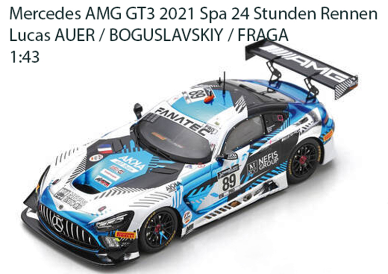 Mercedes AMG GT3 2021 Spa 24 hour Race Lucas AUER / BOGUSLAVSKIY / FRAGA  1:43, Modelltoys-Austria - Modellauto