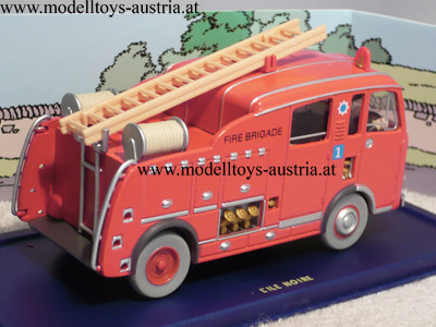 Dennis Feuerwehr 1955 TIM und STRUPPI Die schwarze Insel 1:43, Modelltoys- Austria - Modellauto