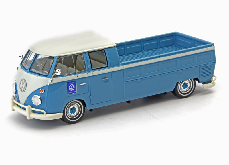 VW T1 Doka Double cabin long berth 1961 white / blue 1:43, Modelltoys- Austria - Modellauto