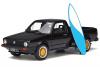 VW Golf I Golf 1 Caddy Pick up schwarz mit blauem Surfbrett 1:18