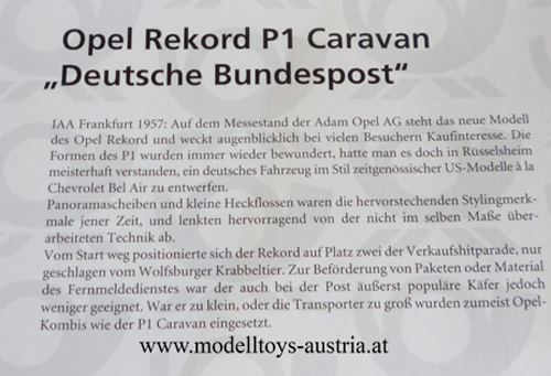Opel Rekord P1 Caravan Kombi 2-türig Deutsche Bundespost 1:18