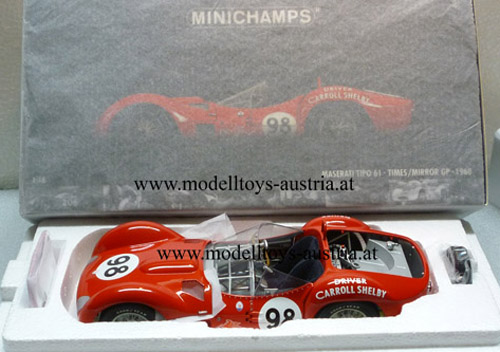 Maserati Birdcage Tipo 61 1960 Riverside Carroll SHELBY 1:18