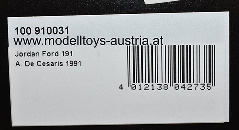 Jordan 191 Ford 1991 Andrea de CESARIS 1:18