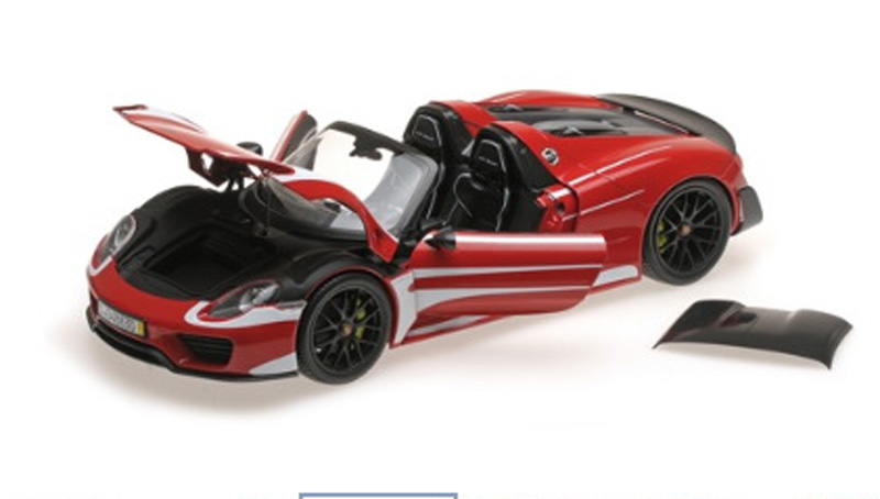 Porsche 918 Spyder 2013 W/ WEISSACH PACKAGE rot / weiss 1:18