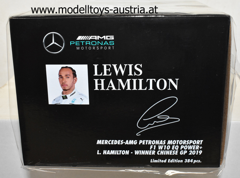 Mercedes AMG Petronas F1 W10 EQ Power+ 2019 Lewis HAMILTON WELTMEISTER Sieger China GP 1:18 Minichamps
