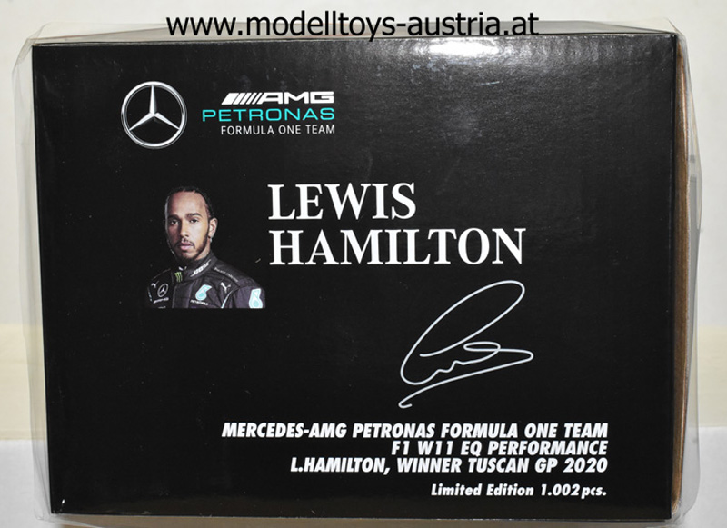 Mercedes AMG Petronas F1 W11 EQ Power+ 2020 Lewis HAMILTON Weltmeister Sieger Toskana GP Mugello 1:18 Minichamps