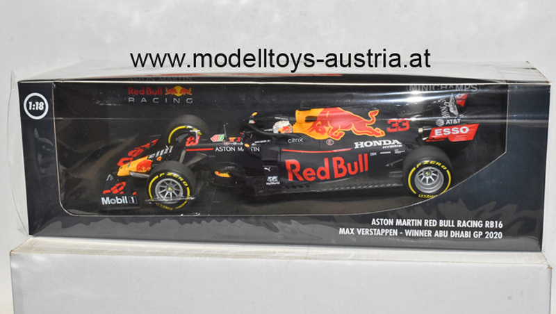 Red Bull Racing RB16 Aston Martin Honda 2020 Max Verstappen Sieger Abu Dhabi GP 1:18 Minichamps