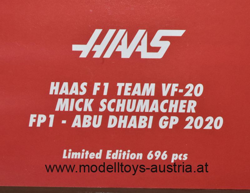 Haas F1 VF-20 Ferrari 2020 Mick Schumacher Abu Dhabi GP 1:18