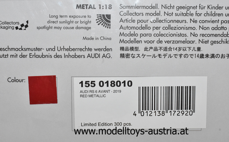 Audi A6 C8 RS6 Avant Break Kombi 2019 rot 1:18