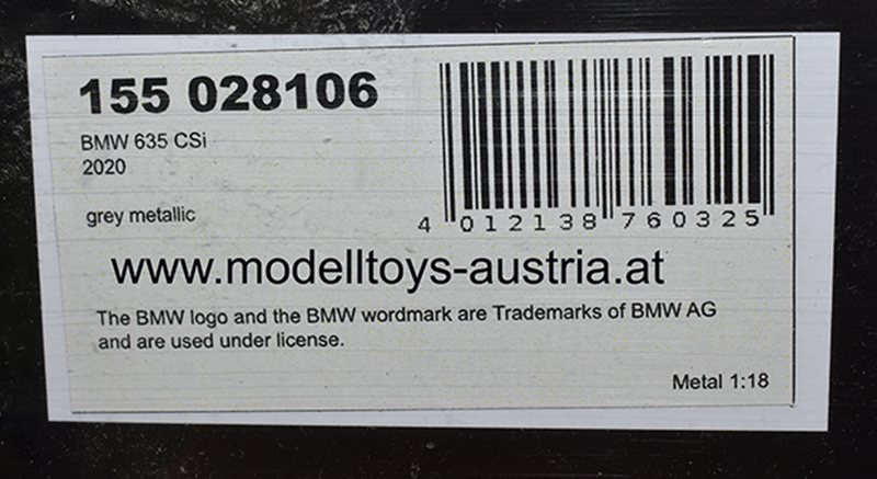 BMW E24 635 CSI Coupe 1982 grau metallik 1:18 Minichamps