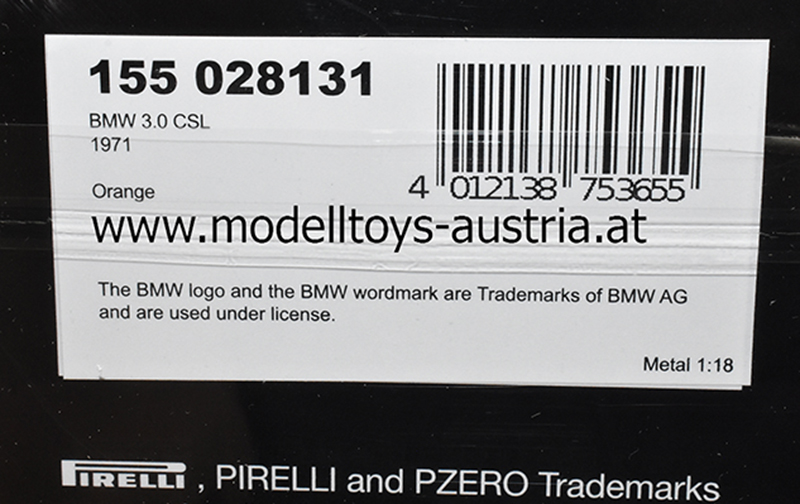 BMW E9 3.0 CSL Coupe 1971 orange 1:18