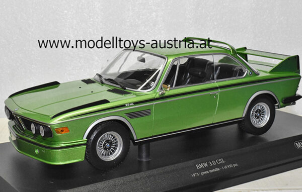 BMW E9 3.0 CSL Coupe mit Spoiler Set 1973 - 1975 grün metallik 1:18