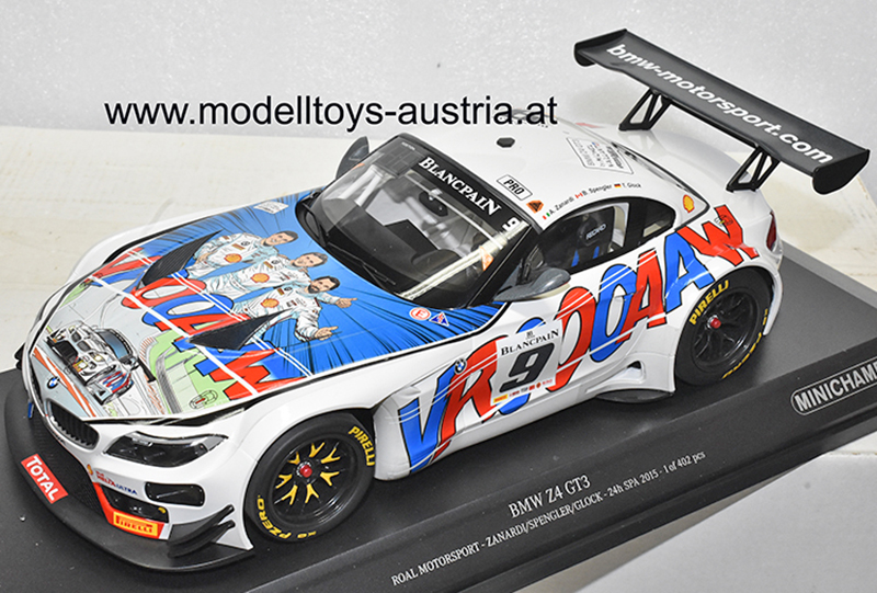 BMW Z4 E89 GT3 2015 Spa ZANARDI / SPENGLER / GLOCK Team ROAL MOTORSPORT Michel VAILLANT VROOAAW 1:18