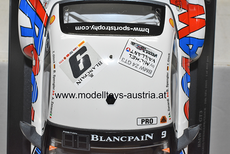 BMW Z4 E89 GT3 2015 Spa ZANARDI / SPENGLER / GLOCK Team ROAL MOTORSPORT Michel VAILLANT VROOAAW 1:18