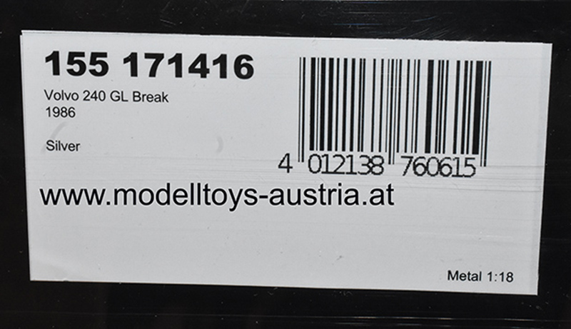 Volvo 240 GL Kombi Break 1986 silber metallik 1:18