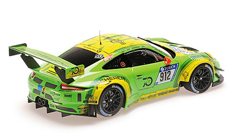 Porsche 911 991 Coupe GT3 R 2018 Sieger Nürburgring Lietz / Pilet / Makowiecki / Tandy GRELLO #912 Manthey Racing 1:18 Minichamp