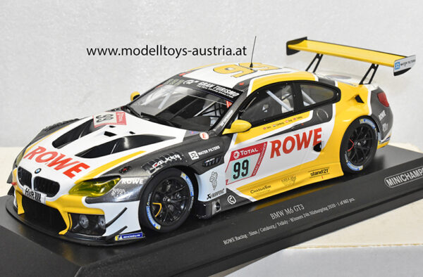BMW M6 GT3 2020 Nürburgring 24 Stunden Rennen Sieger SIMS / CATSBURG / YELLOLY Team ROWE Racing 1:18