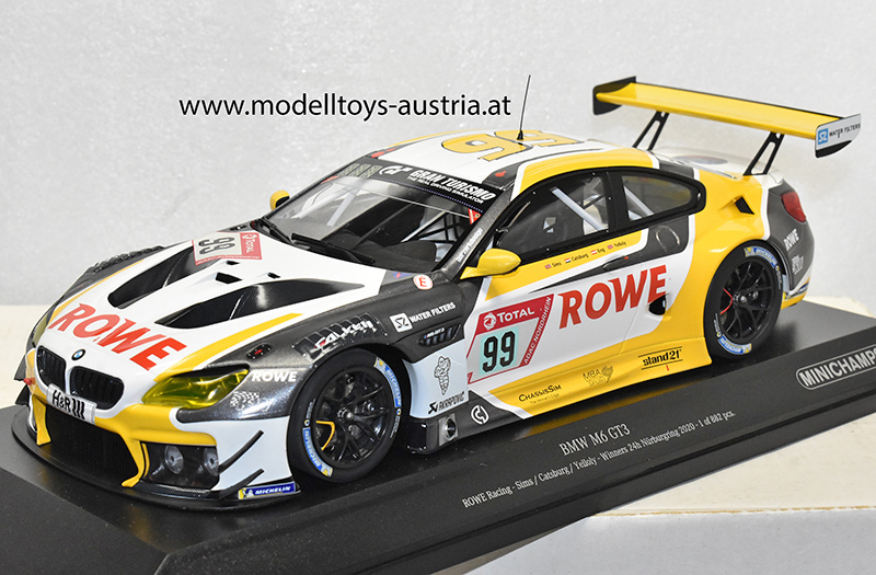 BMW M6 GT3 2020 Nürburgring 24 Stunden Rennen Sieger SIMS / CATSBURG / YELLOLY Team ROWE Racing 1:18