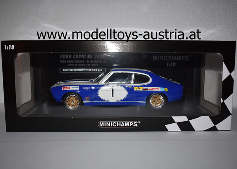 Ford Capri 2600 RS 1972 Sieger Brünn ETCC Dieter GLEMSER 1:18