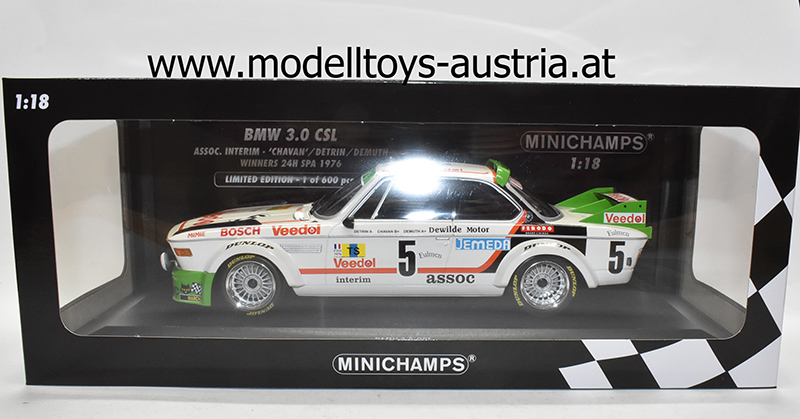 BMW 3.0 CSL 1976 24 Stunden SPA Sieger VAN STOLLE / DETRIN / DEMUTH 1:18
