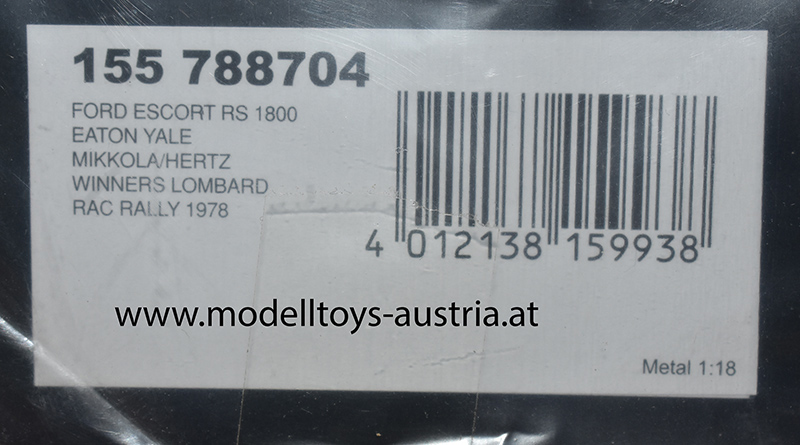 Ford Escort II RS 1800 1978 Rally Sieger RAC Lombard Hannu MIKKOLA / Arne HERTZ 1:18