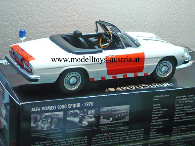 Alfa Romeo 2000 Spider Cabrio 1970 RIJKSPOLITIE Polizei 1:18