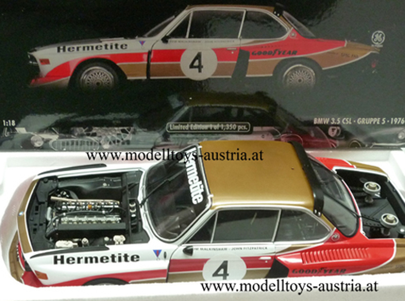 BMW 3.5 CSL Gr.5 1976 Silverstone Sieger 6 Stunden Rennen John FITZPATRICK / Tom WALKINSHAW Hermetite 1:18