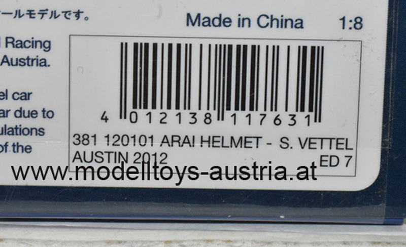 Helm ARAI 2012 Sebastian VETTEL Weltmeister USA GP Austin Red Bull 1:8
