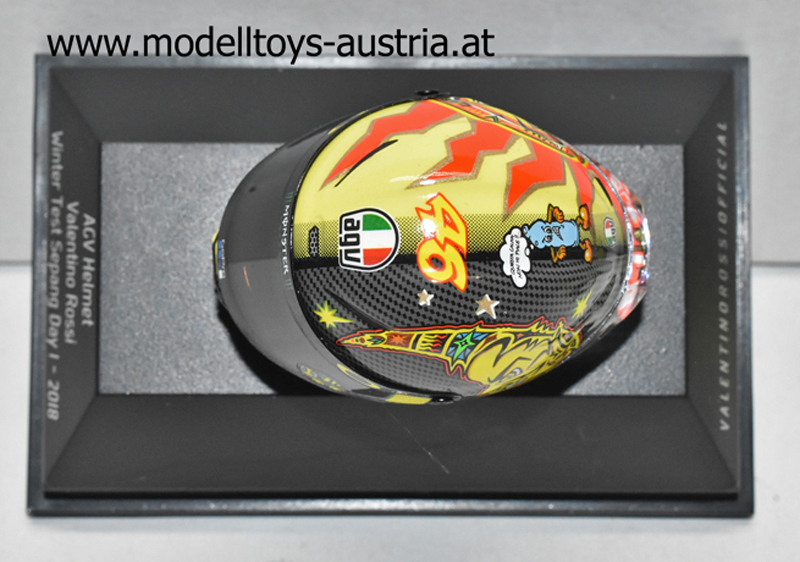 Helm AGV Valentino ROSSI 2018 Winter Test SEPANG DAY 1 1:8