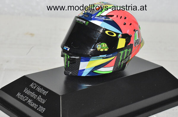 Helm AGV Valentino ROSSI 2019 Moto GP MISANO 1:8