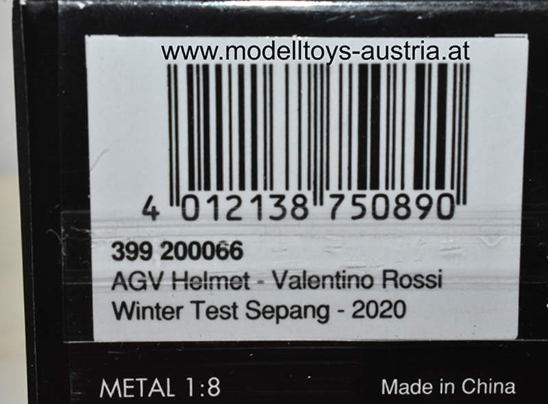 Helm AGV Valentino ROSSI 2020 Moto GP Winter TEST SEPANG 2020 1:8