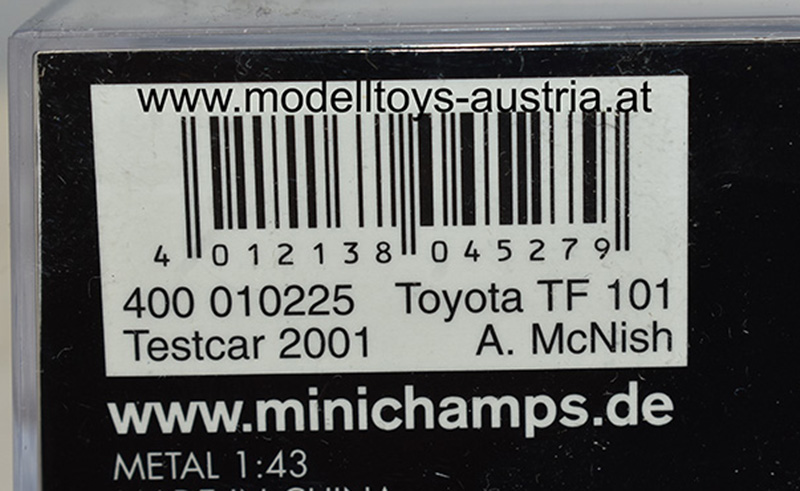 Toyota TF 101 2001 Testcar Allan McNish 1:43