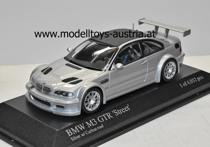BMW E46 Coupe M3 GTR 2001 mit CARBON Dach silber metallik 1:43