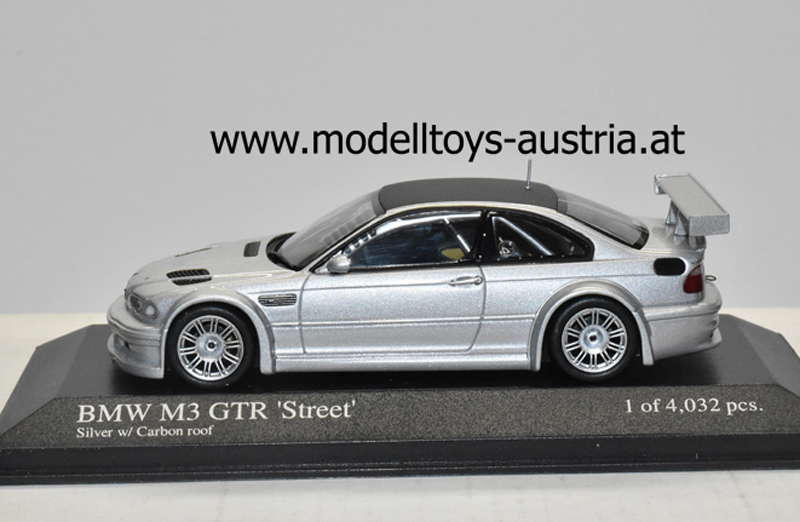 BMW E46 Coupe M3 GTR 2001 mit CARBON Dach silber metallik 1:43