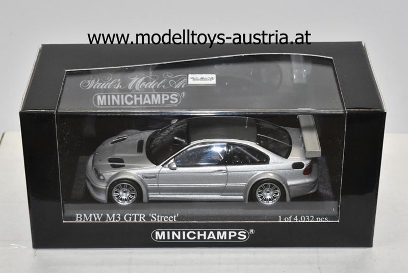 BMW E46 Coupe M3 GTR 2001 mit CARBON Dach silber metallik 1:43