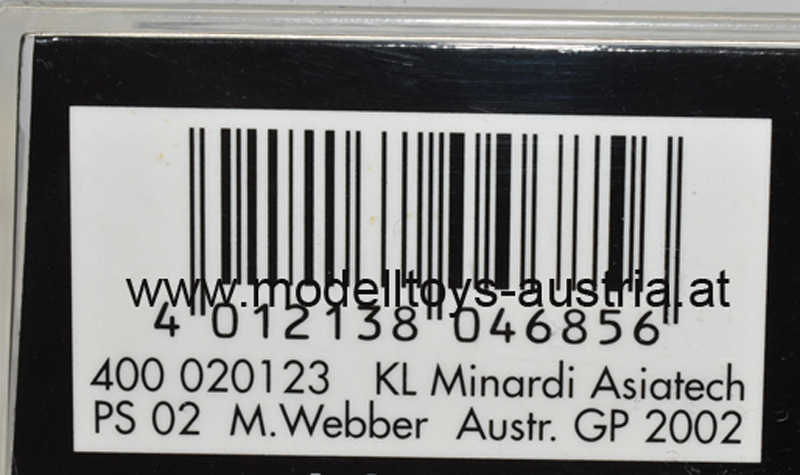 Minardi PS 02 Asiatech 2002 Mark WEBBER Australien GP 1:43