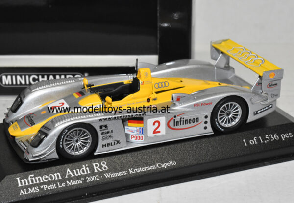 Audi R8 2002 ALMS Petit Le Mans Sieger KRISTENSEN / CAPELLO Team Audi Sport NORTH AMERICA 1:43