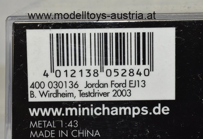 Jordan EJ13 Ford 2003 Björn WIRDHEIM Test Driver 1:43