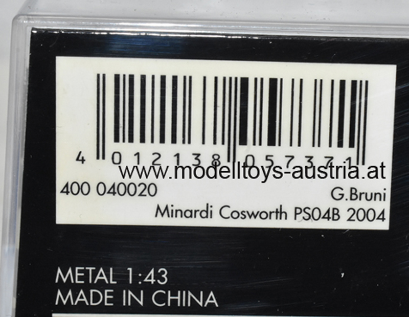 Minardi PS04B Cosworth 2004 Gianmaria BRUNI 1:43