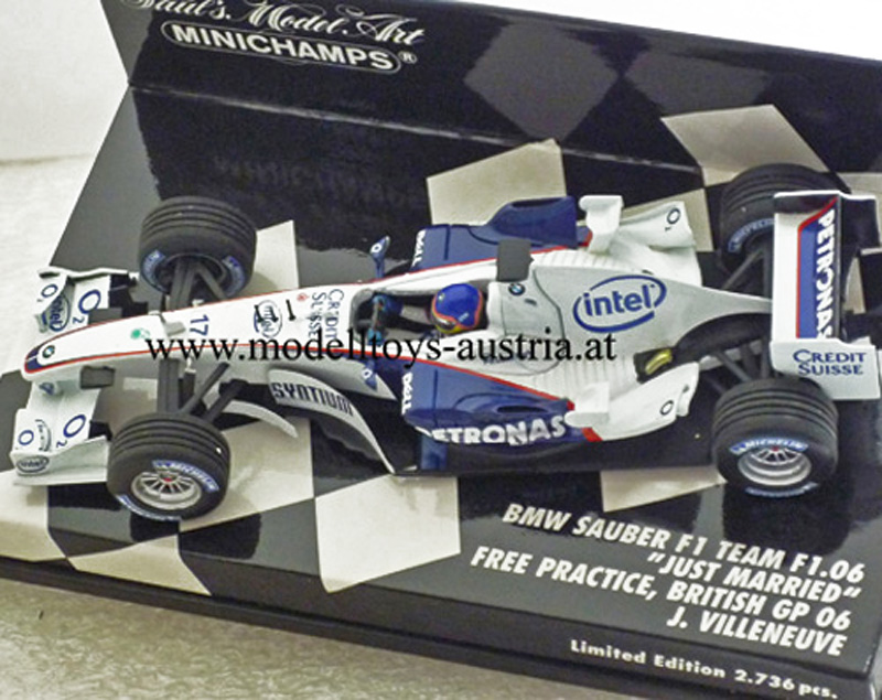 BMW Sauber F1 06 2006 Jacques VILLENEUVE Freies Training England GP Just MARRIED 1:43