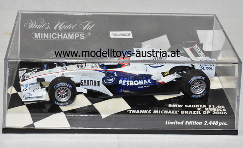 BMW Sauber F1 06 2006 Robert KUBICA Brasilien GP THANKS MICHAEL 1:43