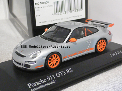 Porsche 911 997 Coupe GT3 RS 2006 silber / orange 1:43