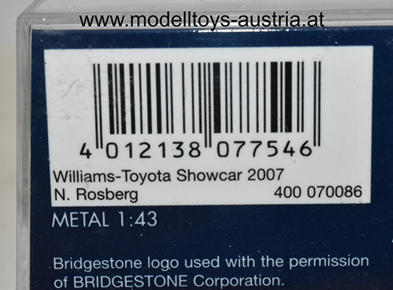 Williams FW28 Toyota 2007 SHOWCAR Nico ROSBERG 1:43
