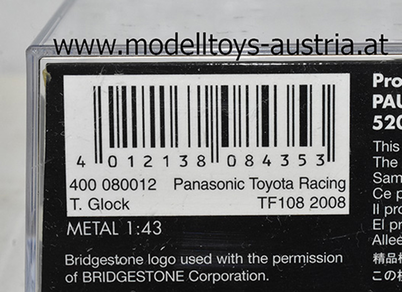 Toyota TF108 Toyota 2008 Timo GLOCK 1:43
