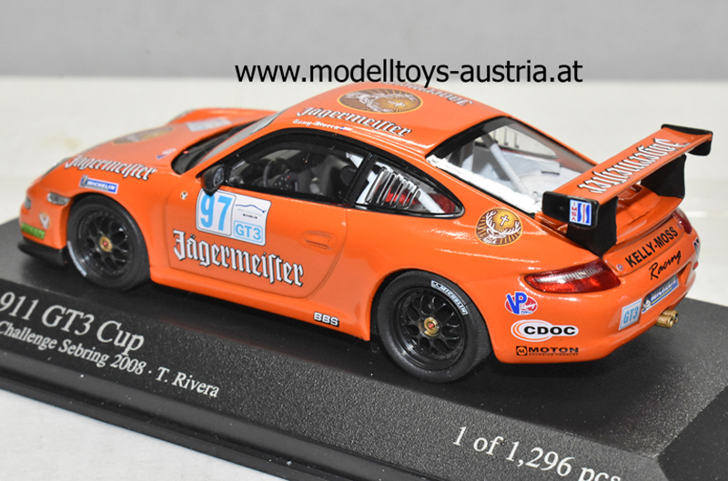 Porsche 911 997 GT3 Cup 2008 IMSA Sebring Tony RIVERA Jägermeister 1:43